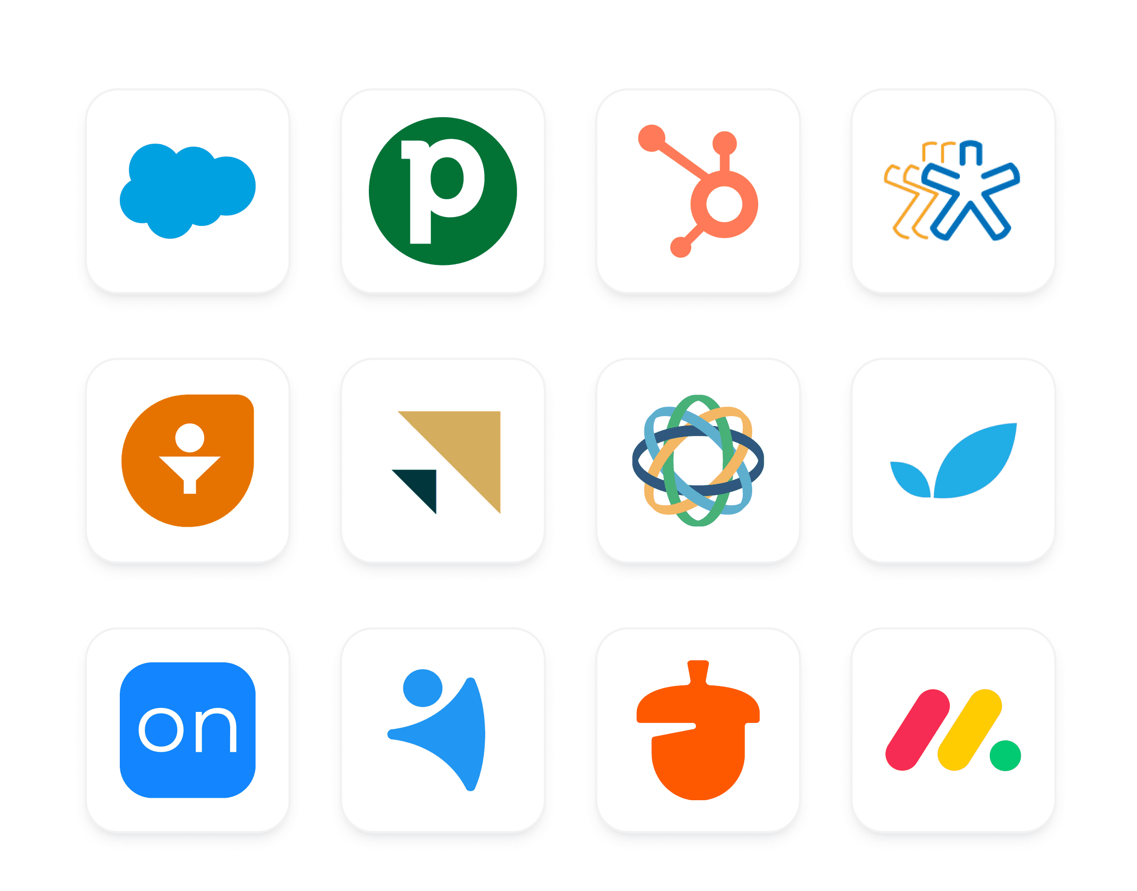 Grid of icons representing popular CRM platforms