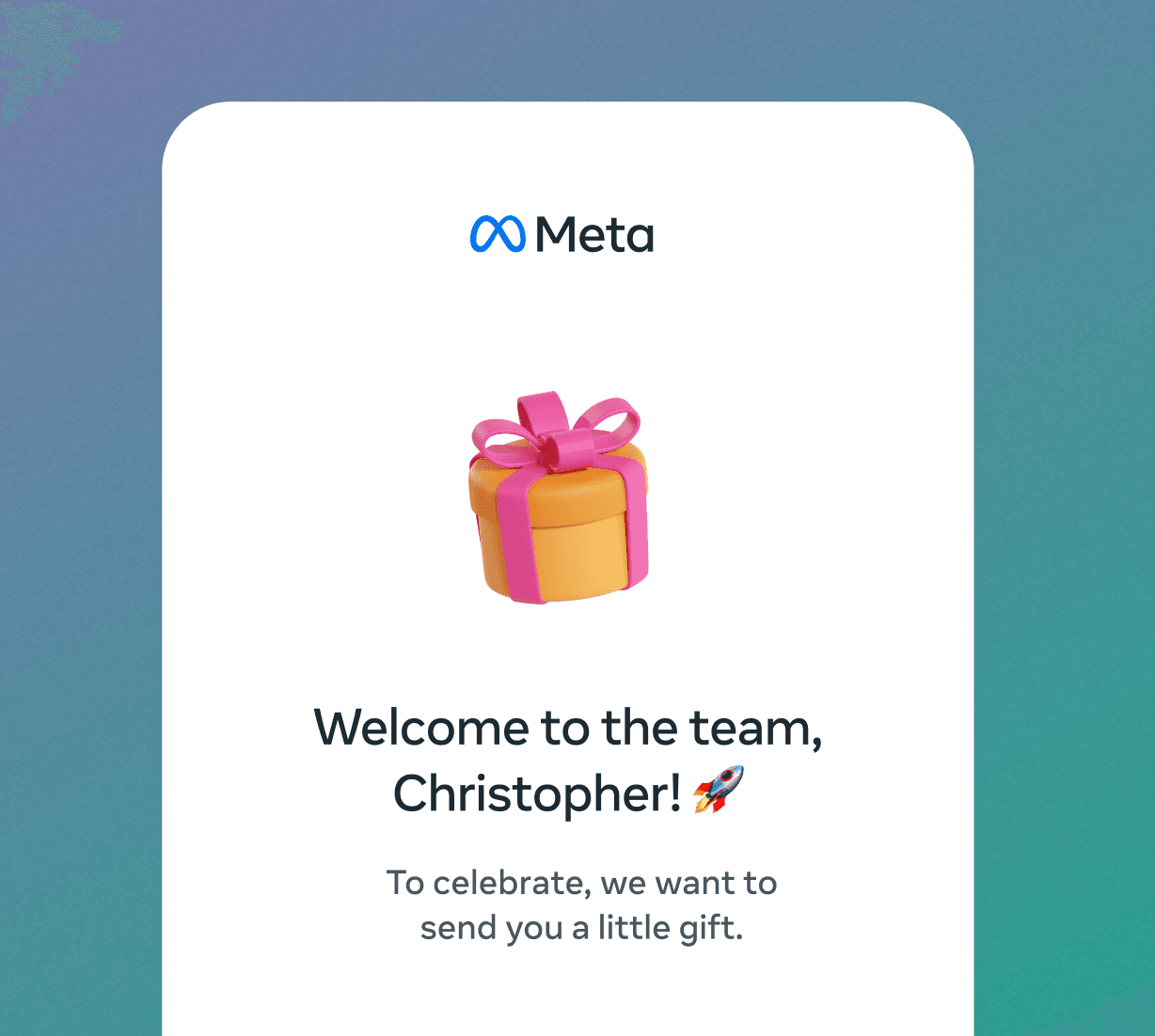 Photograph of a gift notification