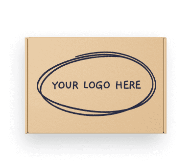 Mock-up of a box with hand-drawn and encircled text, 